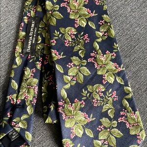 Banana Republic Floral Men's Tie - Navy and Green